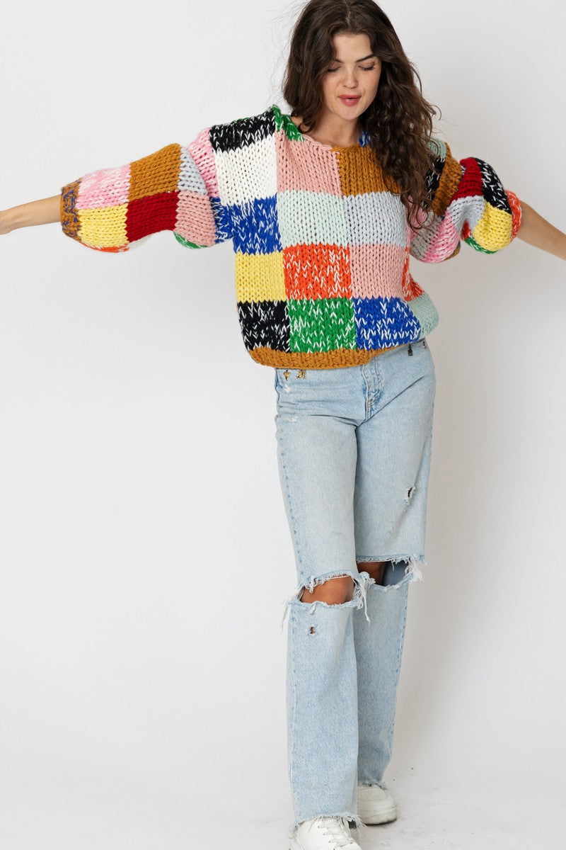 Patchwork Knit Sweater