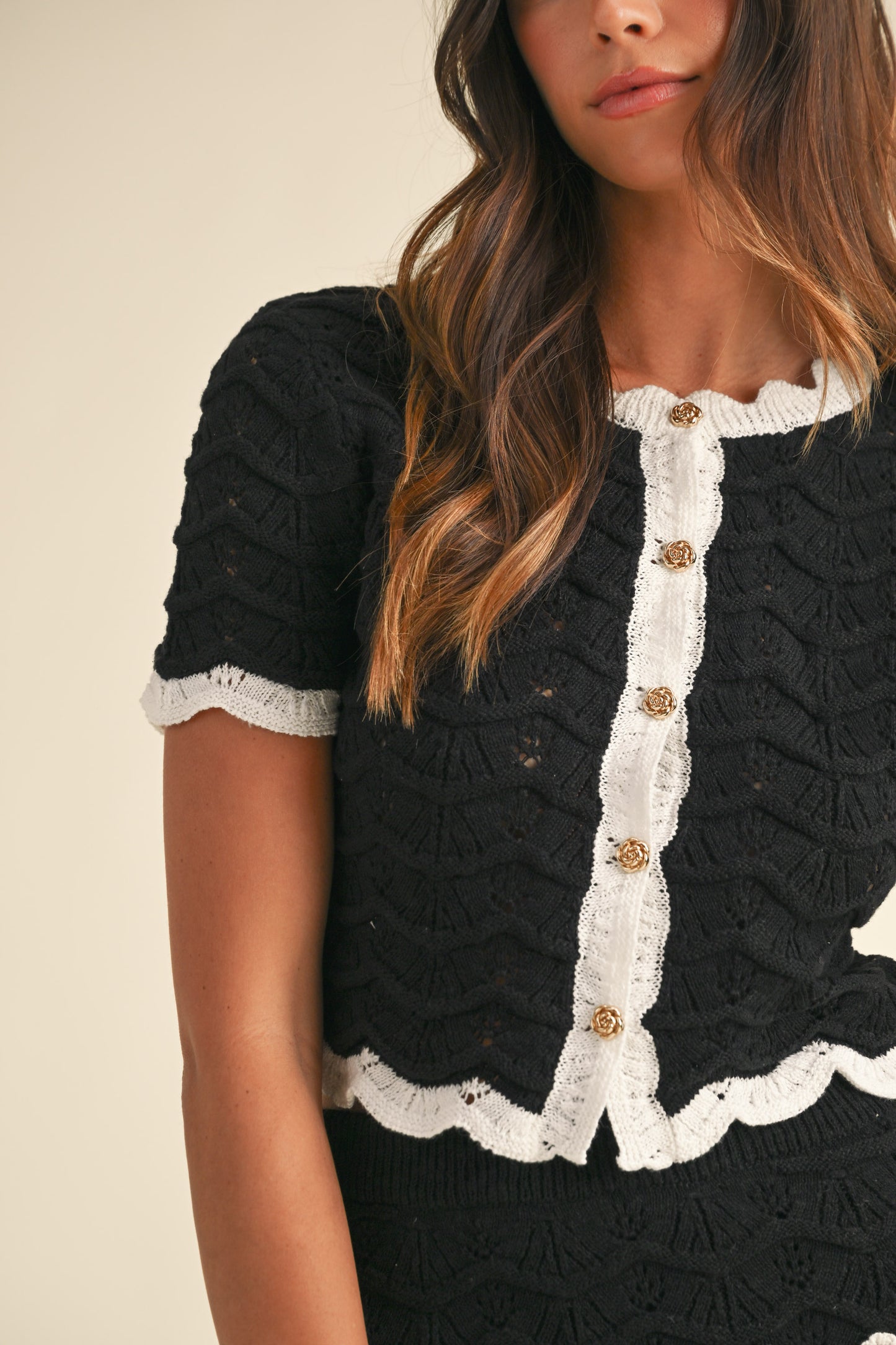 Jackie Scalloped Cardigan Top