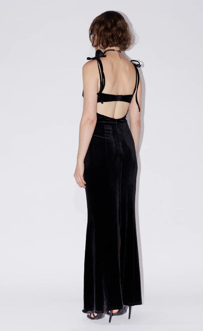 Open Back Velvet Dress