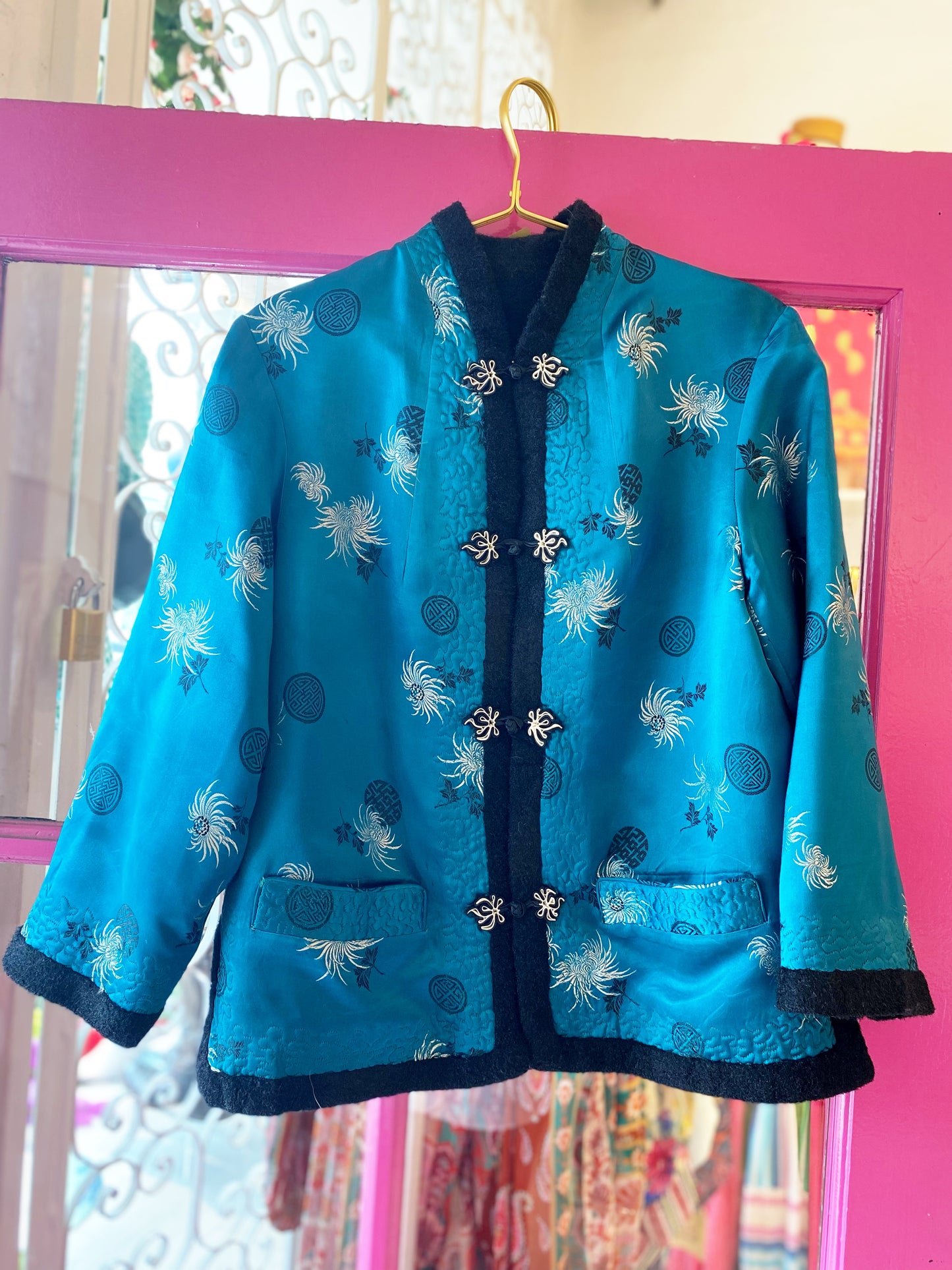Vintage Teal Silk Jacket