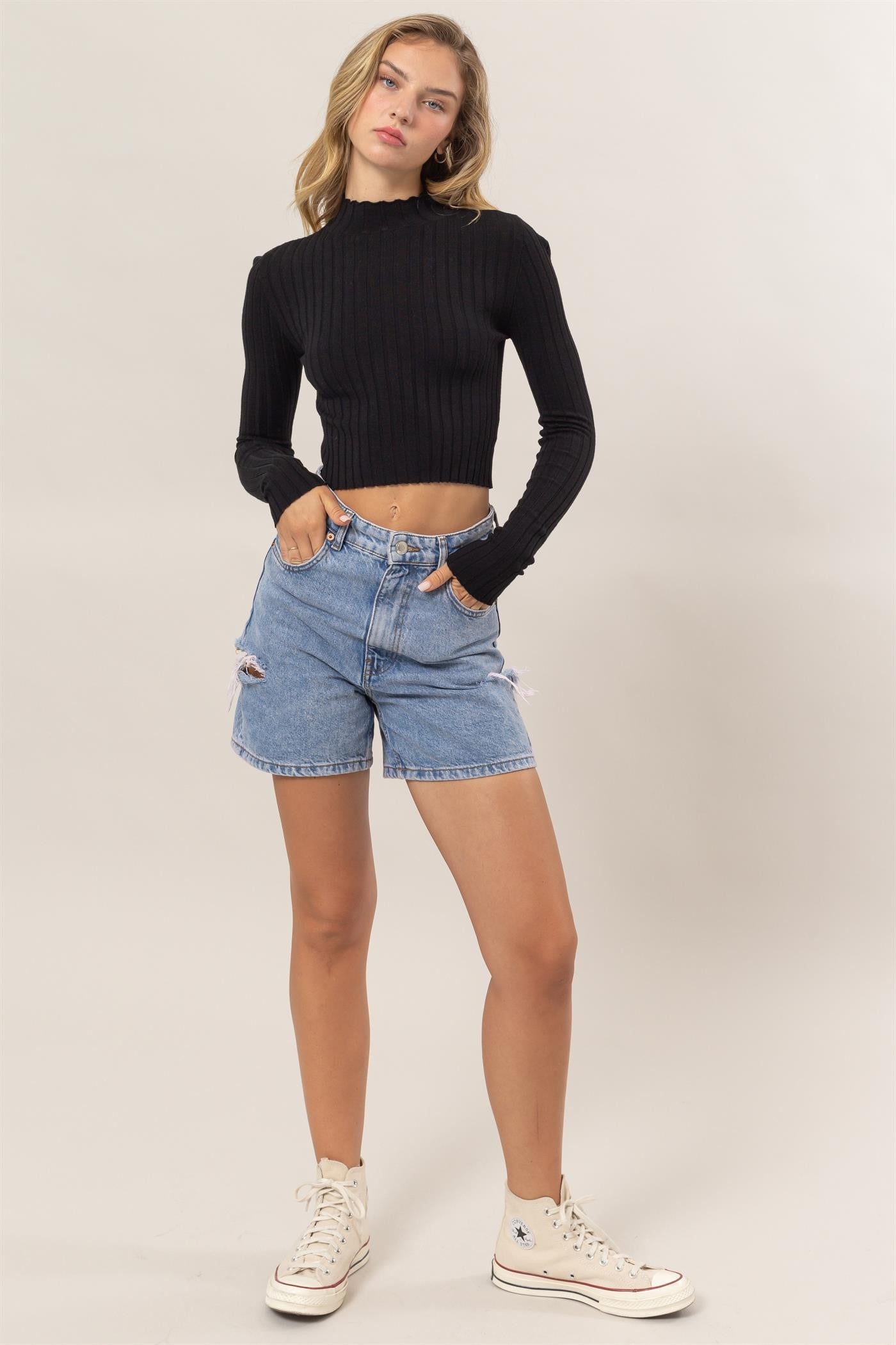 Rib Mock Turtleneck Top