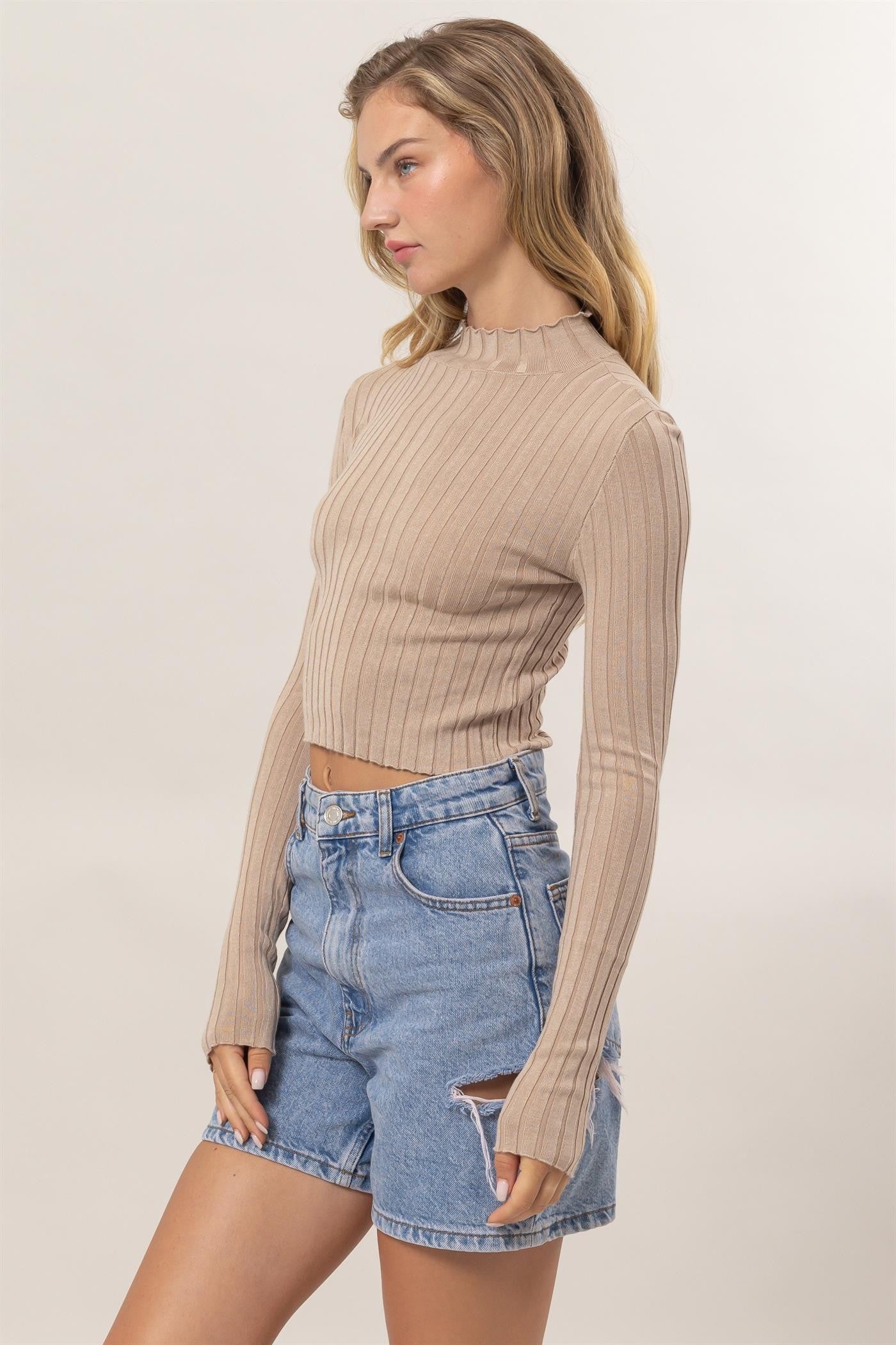 Rib Mock Turtleneck Top