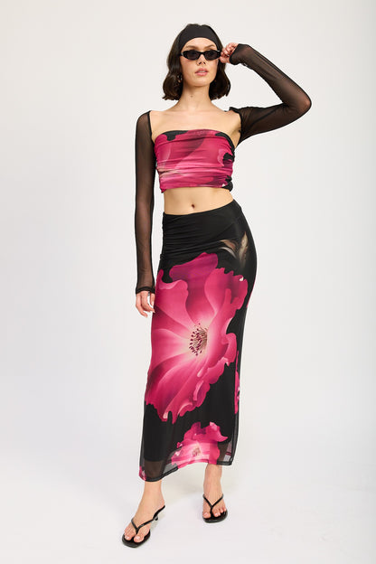 Flora Asymmetric Waist Maxi Skirt