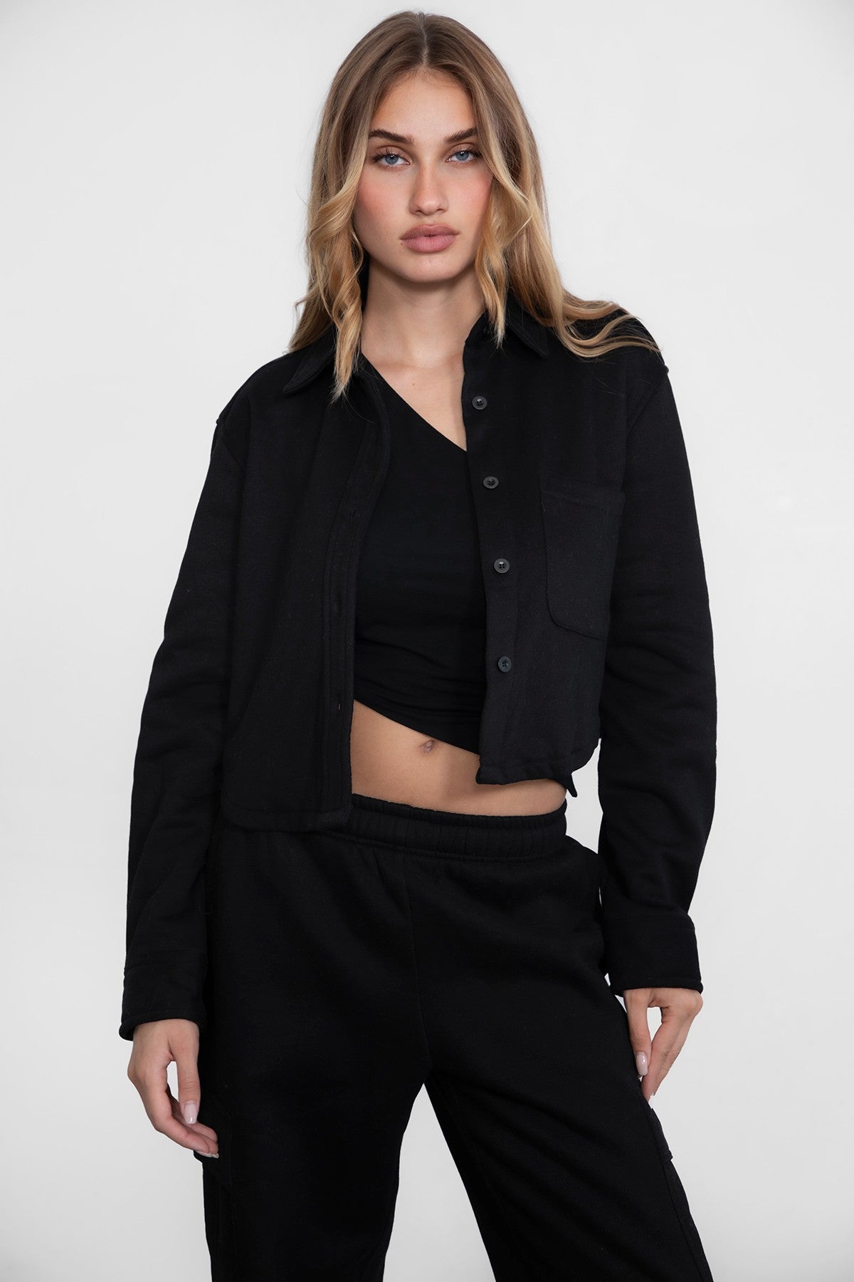 Jennie Fleece Cropped Shacket