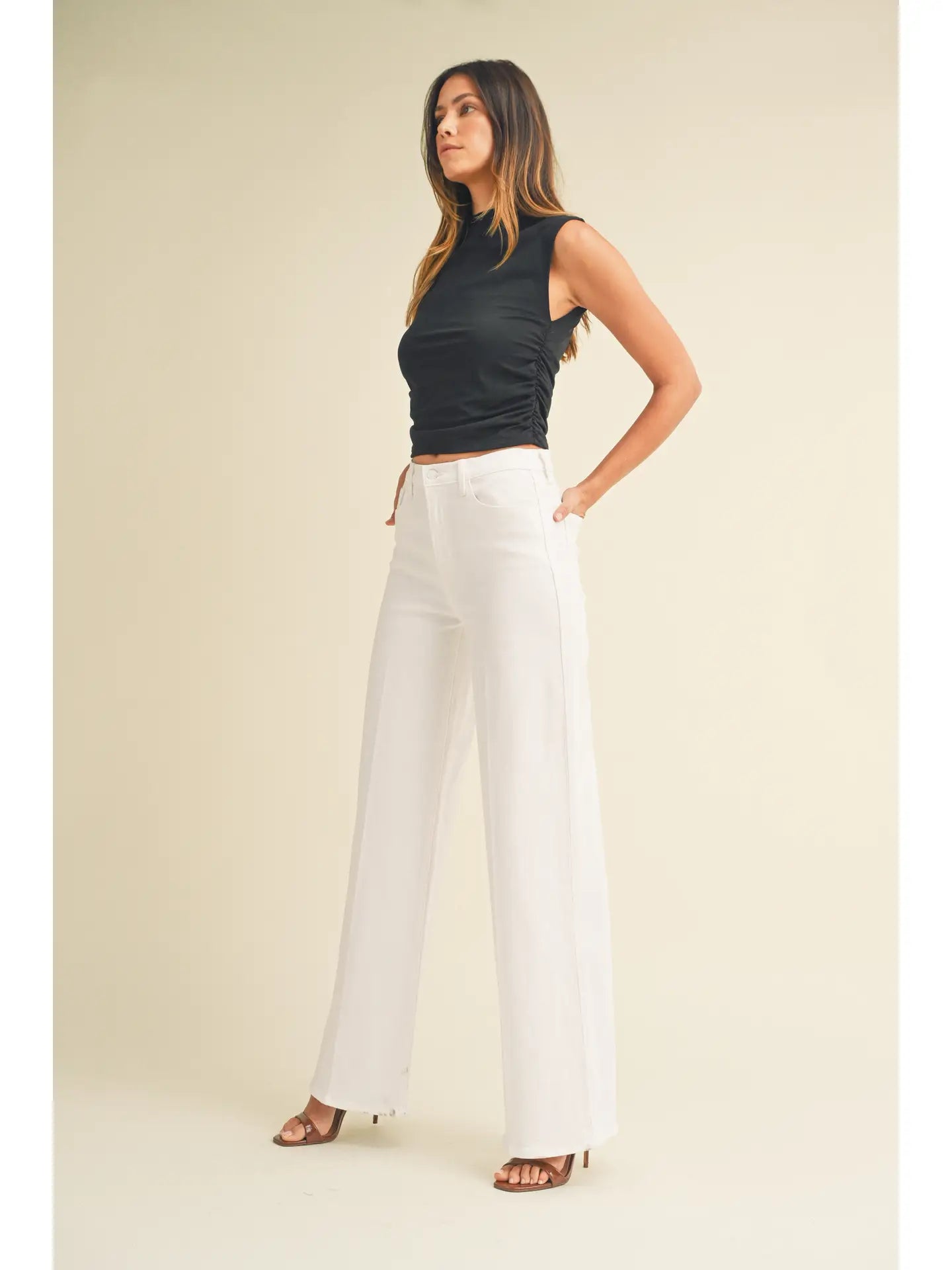 Palazzo High Rise Denim Pants