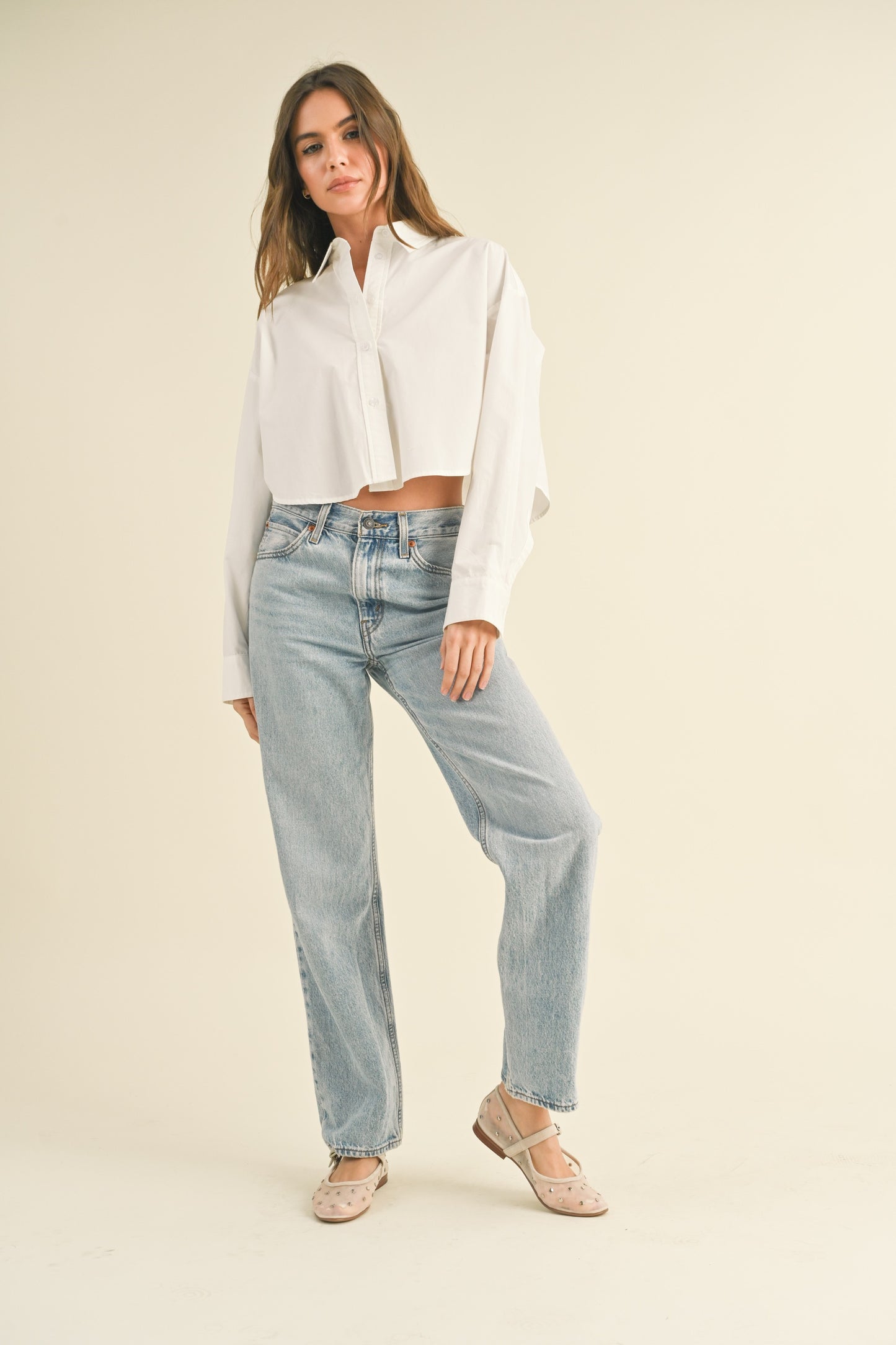 Selena Cropped Classic Button Down