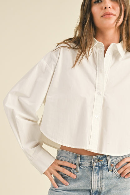 Selena Cropped Classic Button Down